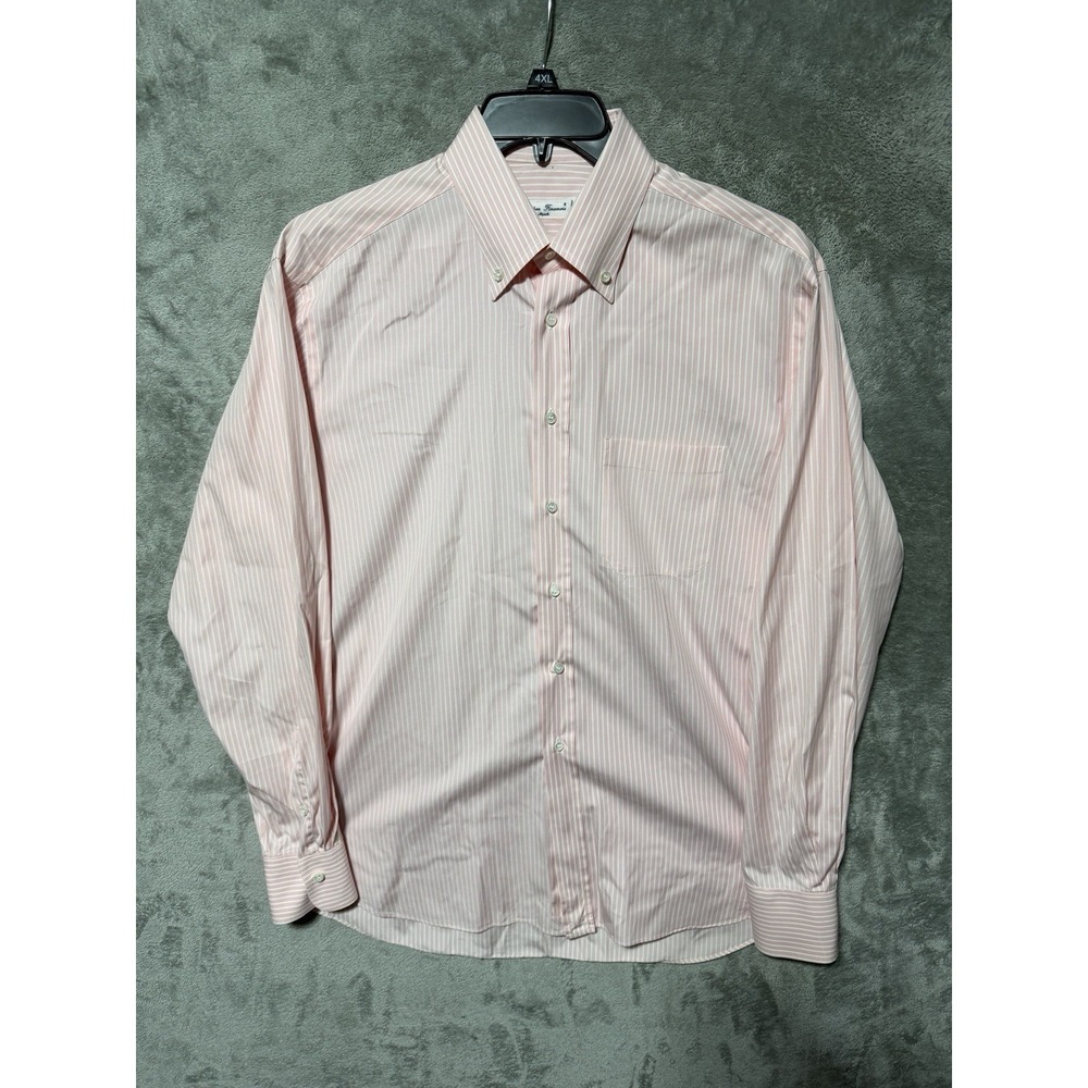 ANDREA FINAMORE NAPOLI Pink WHITE STRIPE COTTON MADE IN ITALY 16.5‎ X 34